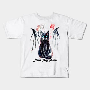 Devil May Meow cat Kids T-Shirt